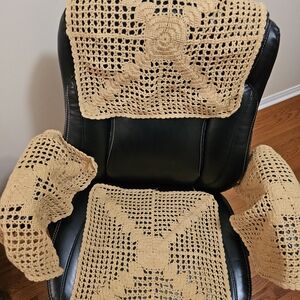 Handcrafted Crochet Chair Cover Set - Tan